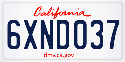 CA license plate 6XND037
