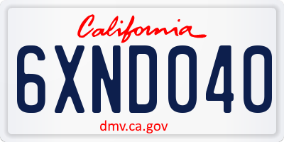 CA license plate 6XND040