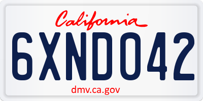 CA license plate 6XND042