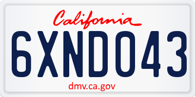 CA license plate 6XND043