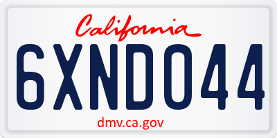 CA license plate 6XND044