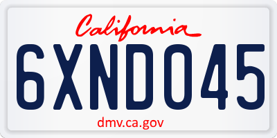 CA license plate 6XND045
