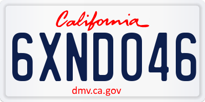 CA license plate 6XND046