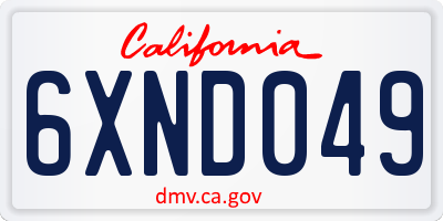 CA license plate 6XND049