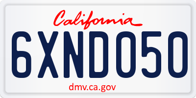 CA license plate 6XND050