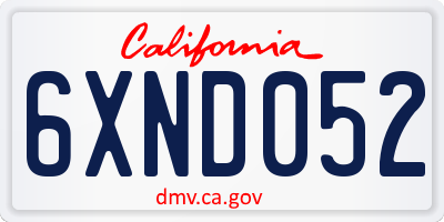 CA license plate 6XND052