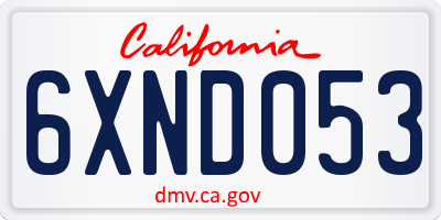 CA license plate 6XND053