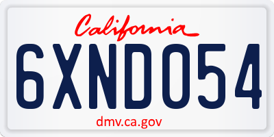 CA license plate 6XND054