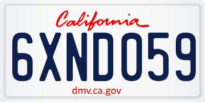 CA license plate 6XND059