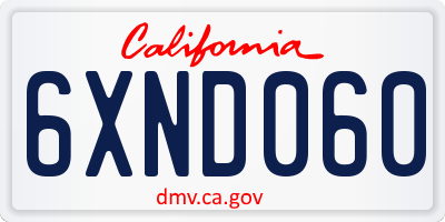CA license plate 6XND060