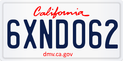 CA license plate 6XND062