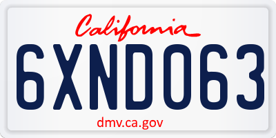 CA license plate 6XND063