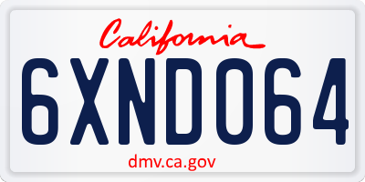 CA license plate 6XND064