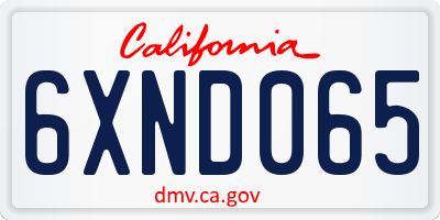 CA license plate 6XND065