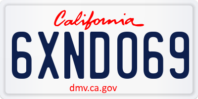 CA license plate 6XND069
