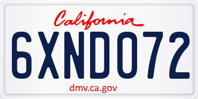 CA license plate 6XND072