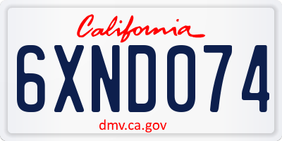 CA license plate 6XND074