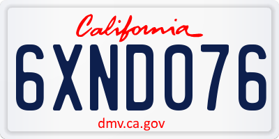 CA license plate 6XND076