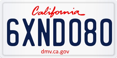 CA license plate 6XND080