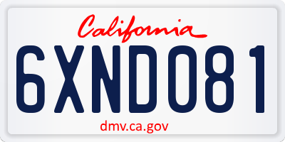 CA license plate 6XND081