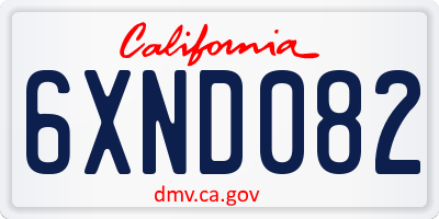 CA license plate 6XND082