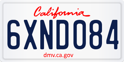 CA license plate 6XND084