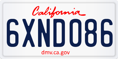 CA license plate 6XND086