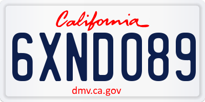 CA license plate 6XND089