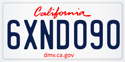 CA license plate 6XND090