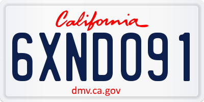 CA license plate 6XND091