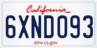 CA license plate 6XND093