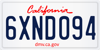 CA license plate 6XND094