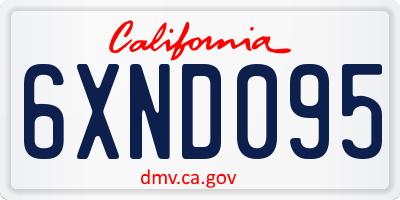 CA license plate 6XND095