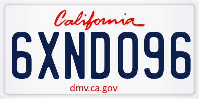 CA license plate 6XND096