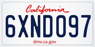 CA license plate 6XND097