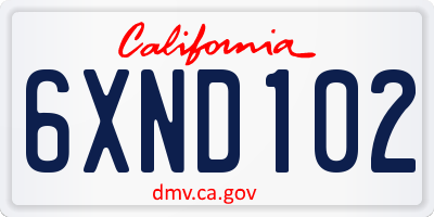 CA license plate 6XND102