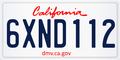 CA license plate 6XND112