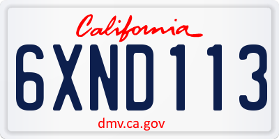 CA license plate 6XND113