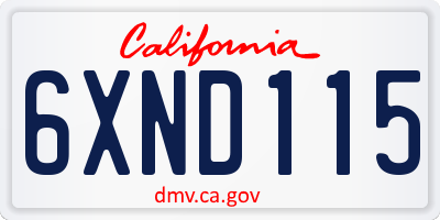 CA license plate 6XND115