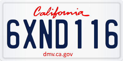 CA license plate 6XND116