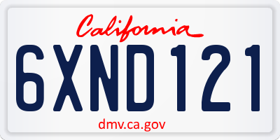 CA license plate 6XND121