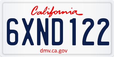 CA license plate 6XND122