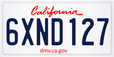 CA license plate 6XND127