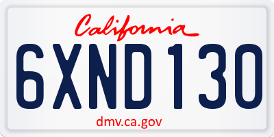 CA license plate 6XND130