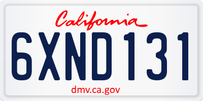 CA license plate 6XND131