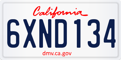 CA license plate 6XND134