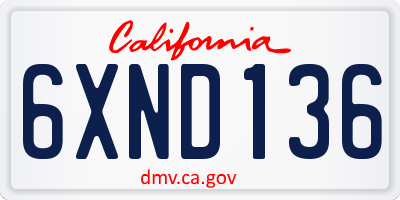 CA license plate 6XND136