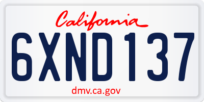 CA license plate 6XND137