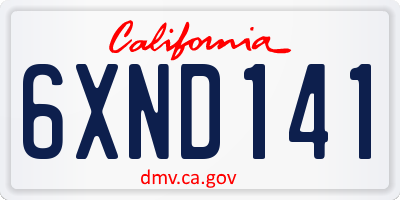 CA license plate 6XND141