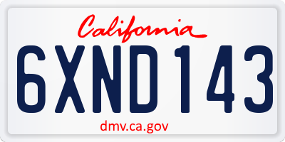 CA license plate 6XND143